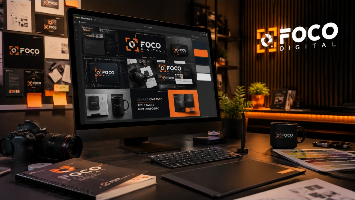 Ambiente de criação e design da Foco Digital