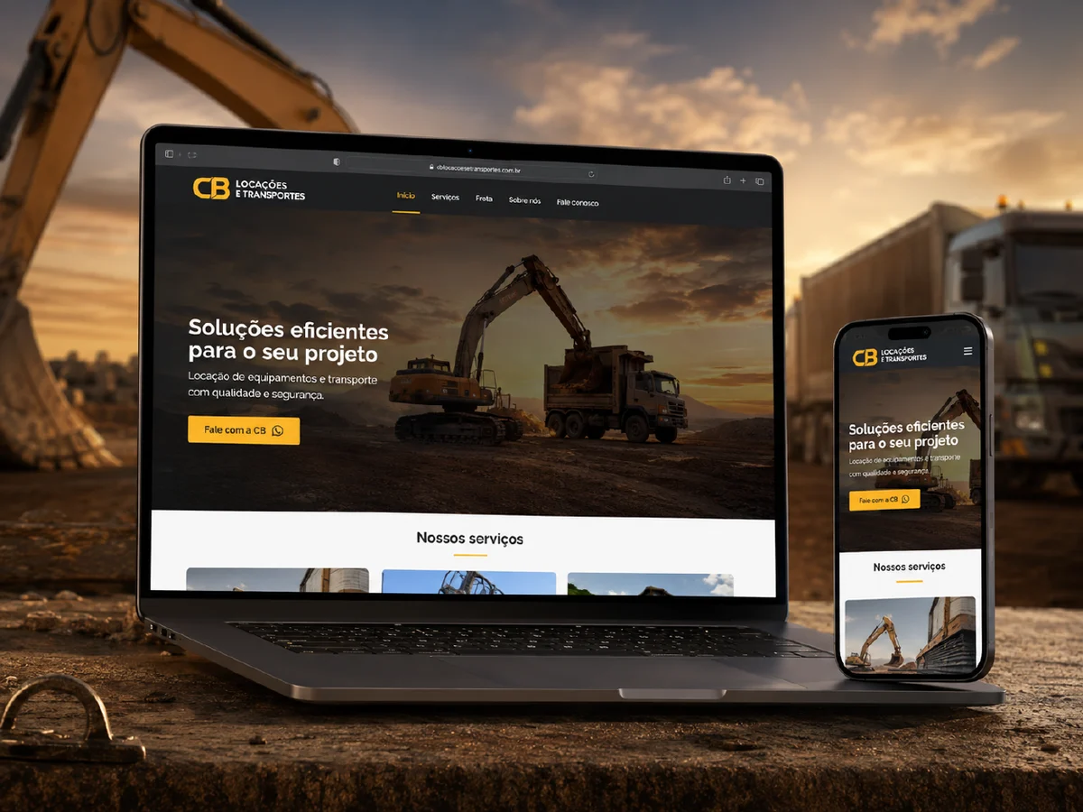 CB Locações e Transportes - site criado pela Foco Digital